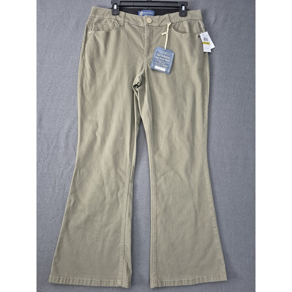 Democracy Ab-Solution Itty Bitty Boot Olive 14P High Rise Booty Lift Jeans NWT